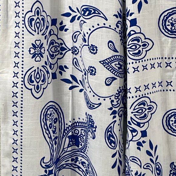 HAVER & BLAIR (NWT) Woven Wide Leg Pull On Crop Linen Blend Pants, BLU/WHT - M - Picture 3 of 8